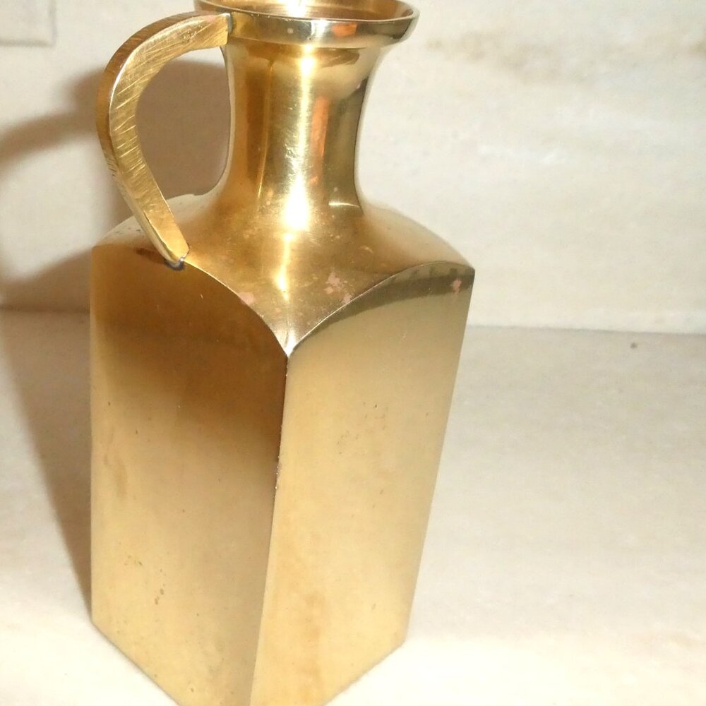 SQUARE SOLID BRASS VASE/ DECORATIVE PIECE